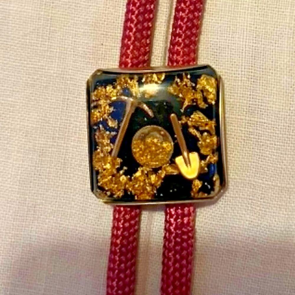 Gold Miner Bolo Tie Gold Flecks in Resin Mid Century